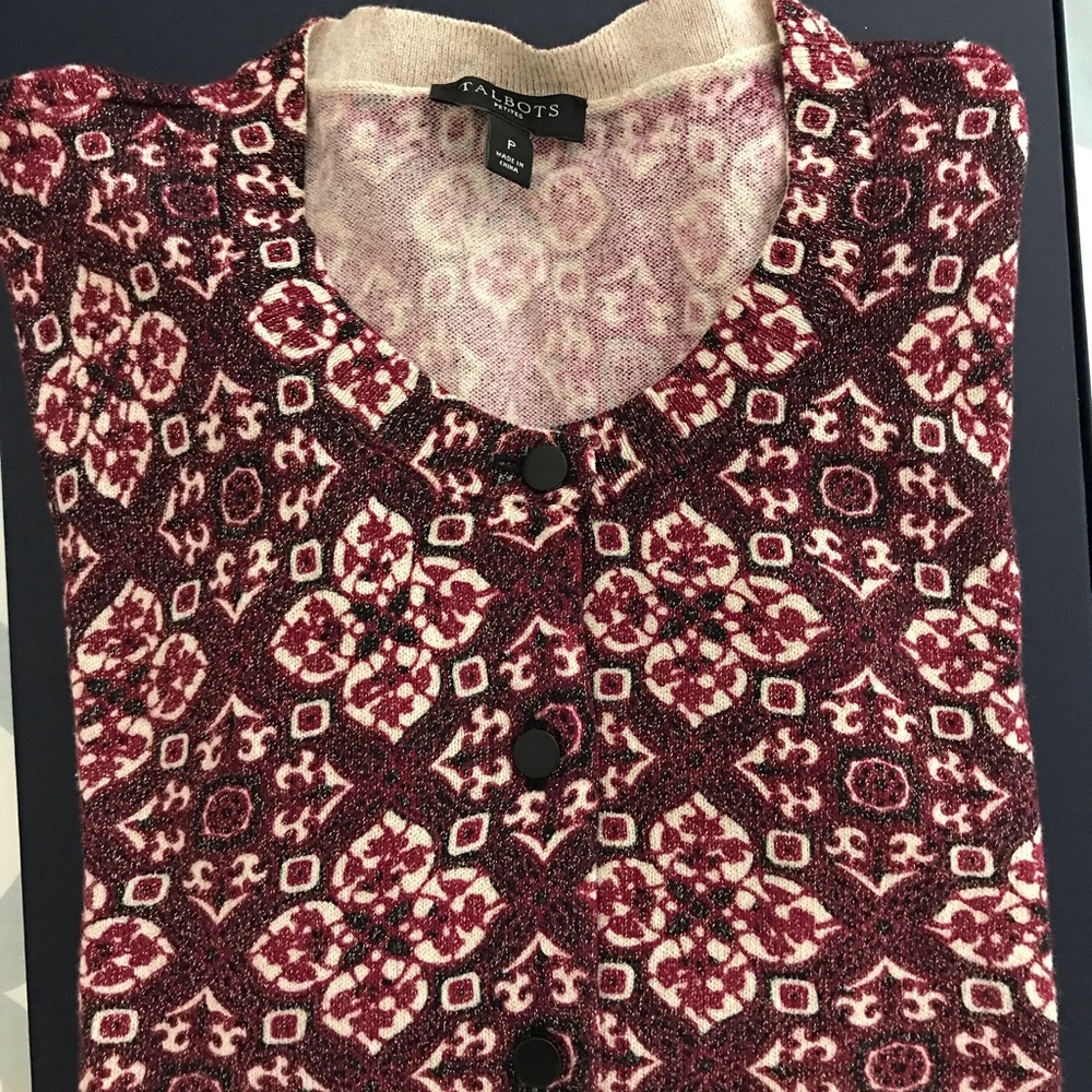 Burgundy Print Cardigan